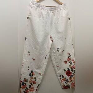 Floral White Women's Pants